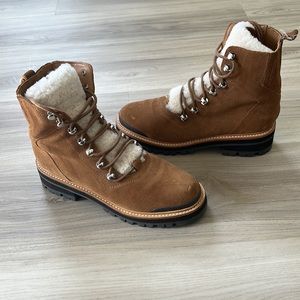Marc Fisher LTD Genuine Shearling Lace-Up Boot - Size 7